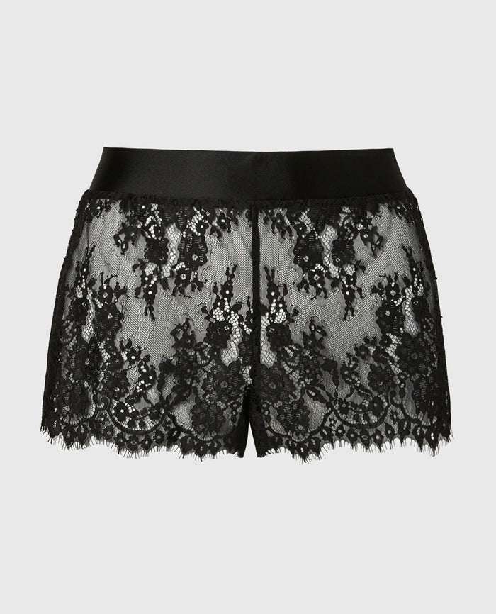Lace Short in Tuxedo Black