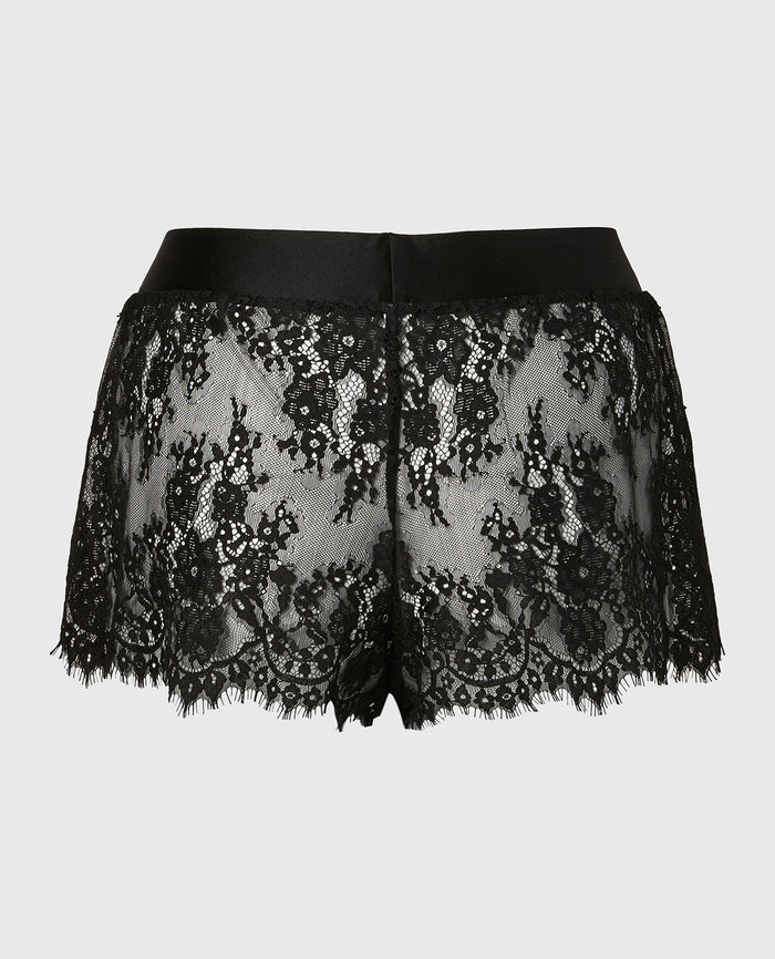 Lace Short in Tuxedo Black