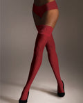 Lace Top Thigh-High Stocking in Crimson