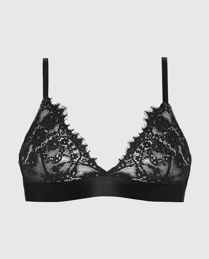 Lace Triangle Top in Tuxedo Black