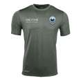 Greyson Lake Dreamcatcher Guide Sport Short Sleeve Tee - Front View, Heather Olive with Harbor Springs Graphic | Greyson Clothiers