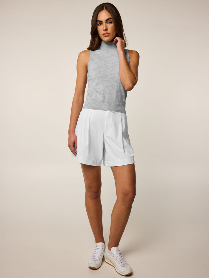 Light Grey Heather Leith Mock Neck Sweater - Full Length Styled Look, Women's Premium Knit Top | Greyson Clothiers