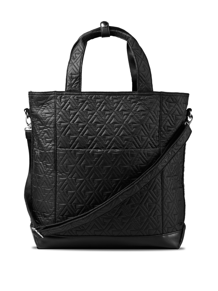 Greyson Clothiers Leland Tote black quilted premium women's tote with adjustable strap - Front View | Greyson Clothiers