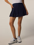 Maltese Blue Leo Laser Cut Skirt - Pleated Laser-Cut Golf Skort Front View On Model | Greyson Clothiers