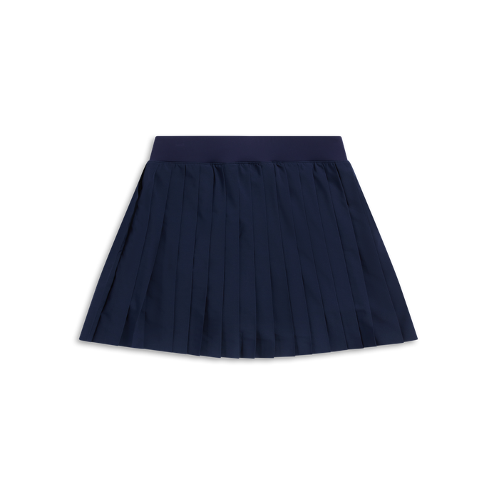 Maltese Blue Leo Golf Skirt - Flat Lay Front View, Pleated Construction with Sport Waistband | Greyson Clothiers