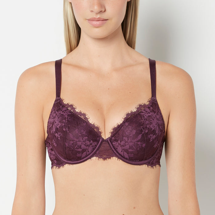 Lightly Line Full Coverage Bra With Bewitched Lace in Blackberry Wine