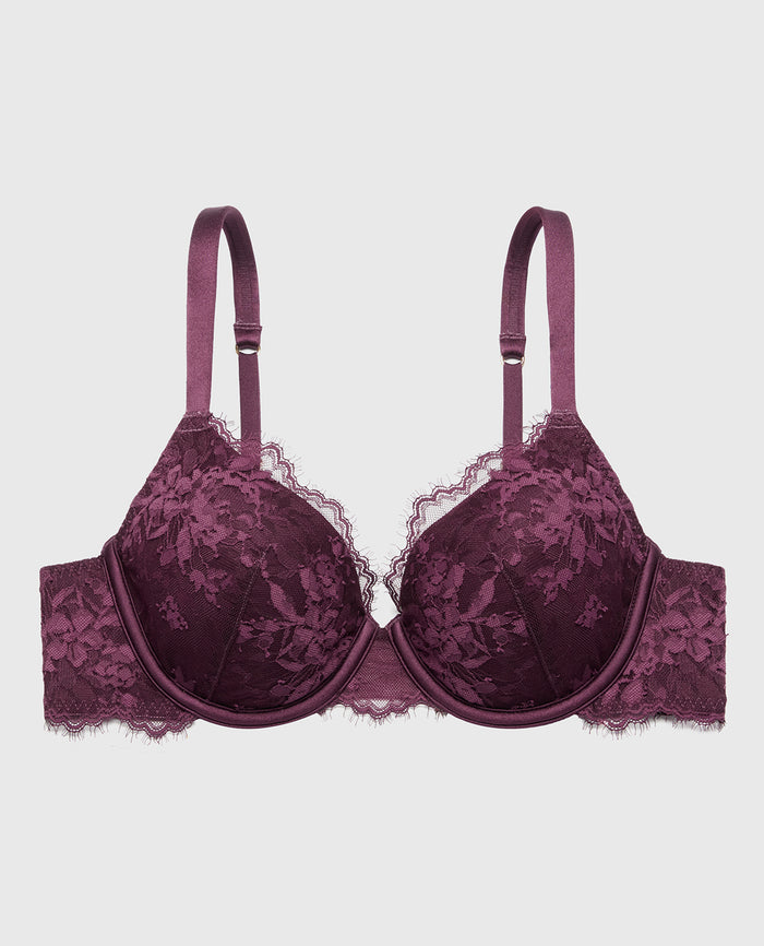 Lightly Line Full Coverage Bra With Bewitched Lace in Blackberry Wine