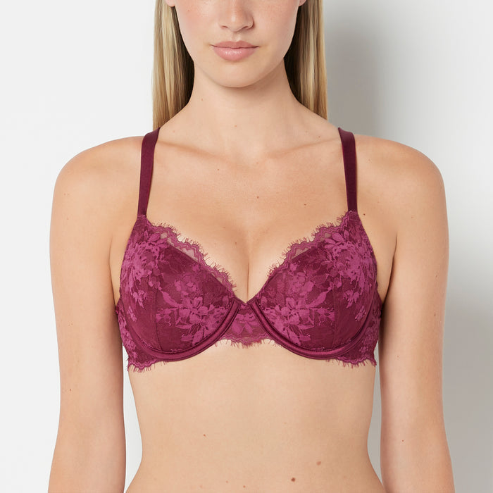 Lightly Line Full Coverage Bra With Bewitched Lace in Magenta Purple