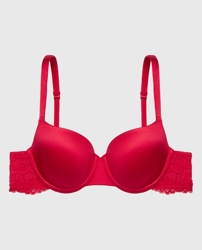Lightly Lined Balconette Bra in Crimson