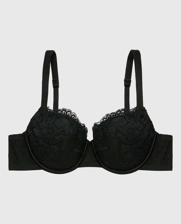 Lightly Lined Balconette Bra in Tuxedo Black