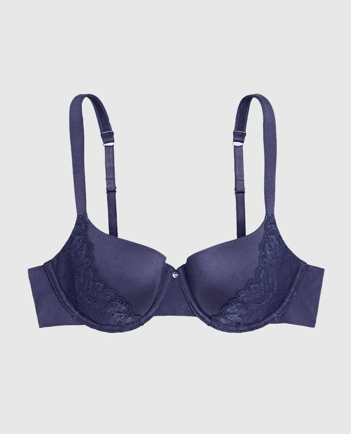 Lightly Lined Balconette Bra with Lace in Dusk Blue