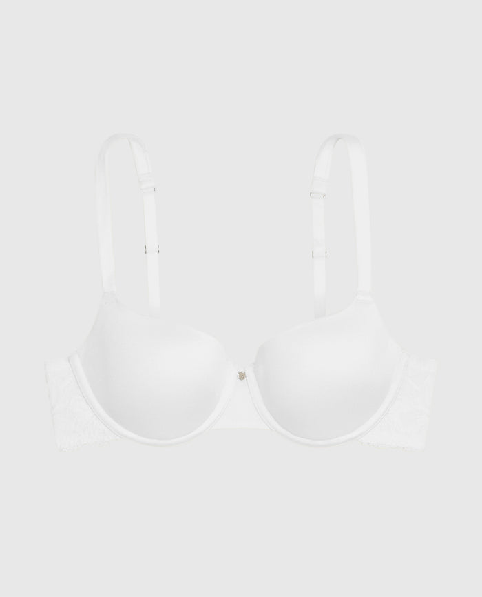 Lightly Lined Balconette Bra with Lace in Ivory