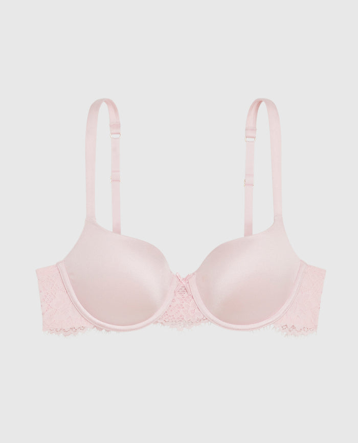 Lightly Lined Balconette Bra with Lace in Pink-A-Boo