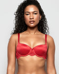 Lightly Lined Balconette Bra with Lace Wing in Cosmo Red
