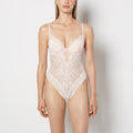 Lightly Lined Bodysuit with Timeless Lace in Crystal Pink