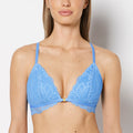 Lightly Lined Bralette with Lush Lace Front Close in Azure Blue