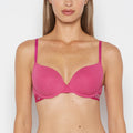 Lightly Lined demi bra with art deco logo in Fuchsia Red Heather