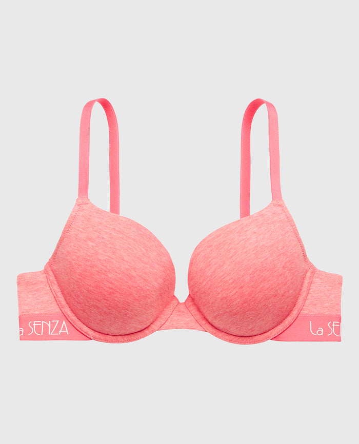 Lightly Lined Demi Bra With Art Deco Logo in Pink Lemonade Heather