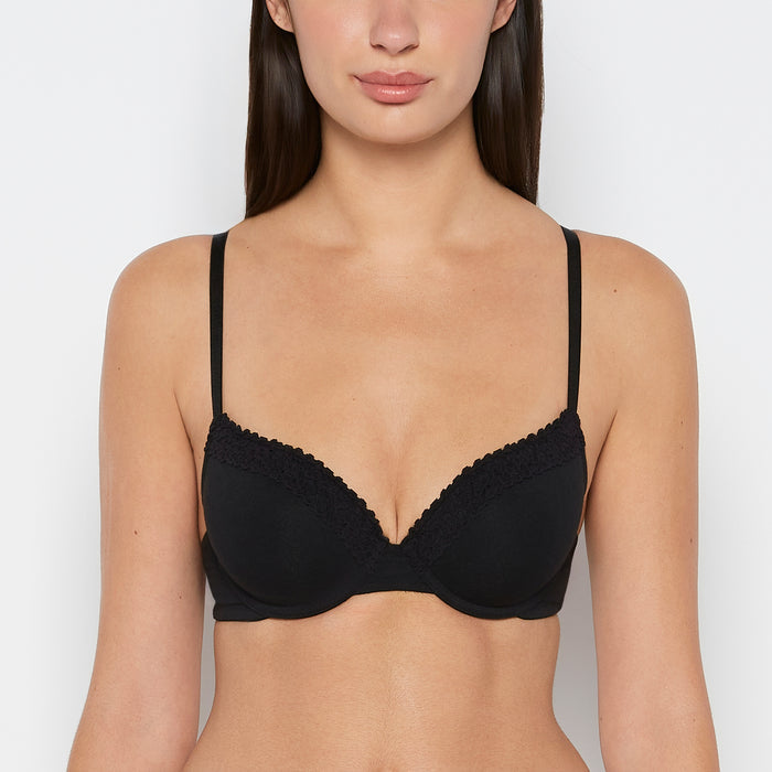 Lightly Lined demi bra with cozy in Tuxedo Black