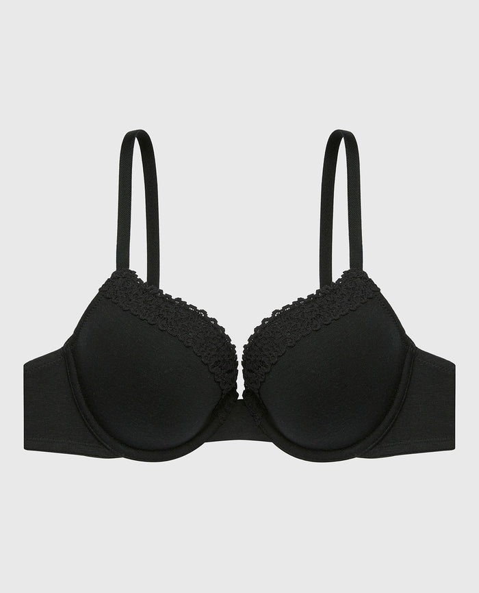 Lightly Lined demi bra with cozy in Tuxedo Black