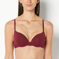 Lightly Lined Demi Bra with Logo Band in Cabernet
