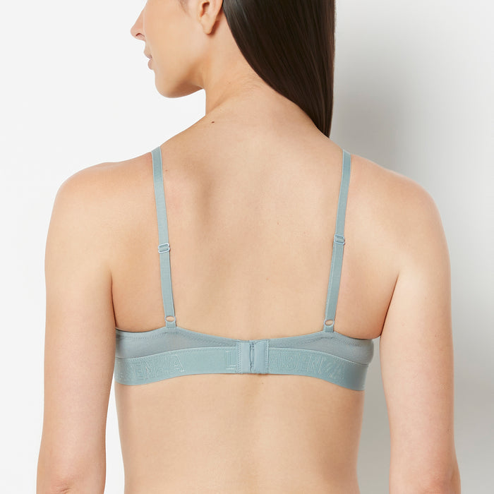 Lightly Lined Demi Bra with Logo Band in Lead