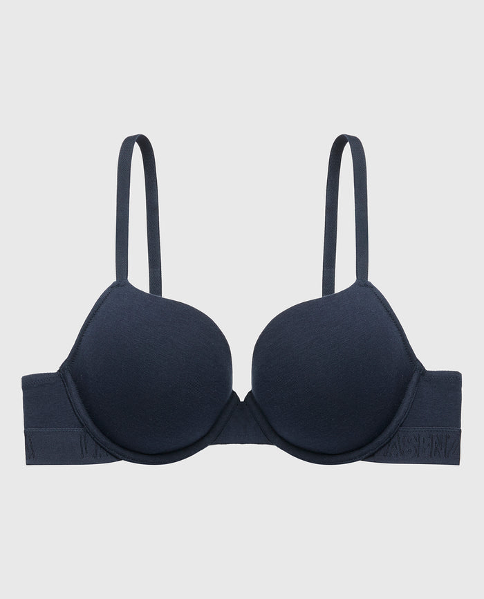 Lightly Lined Demi Bra with Logo Band in Navy Blazer