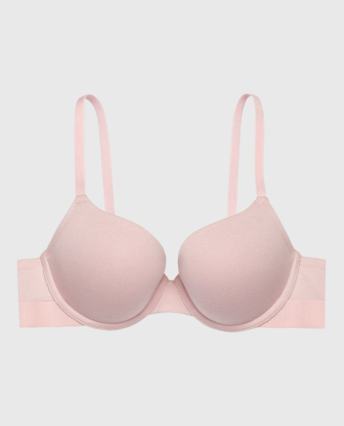 Lightly Lined Demi Bra with Logo in Iced Lilac
