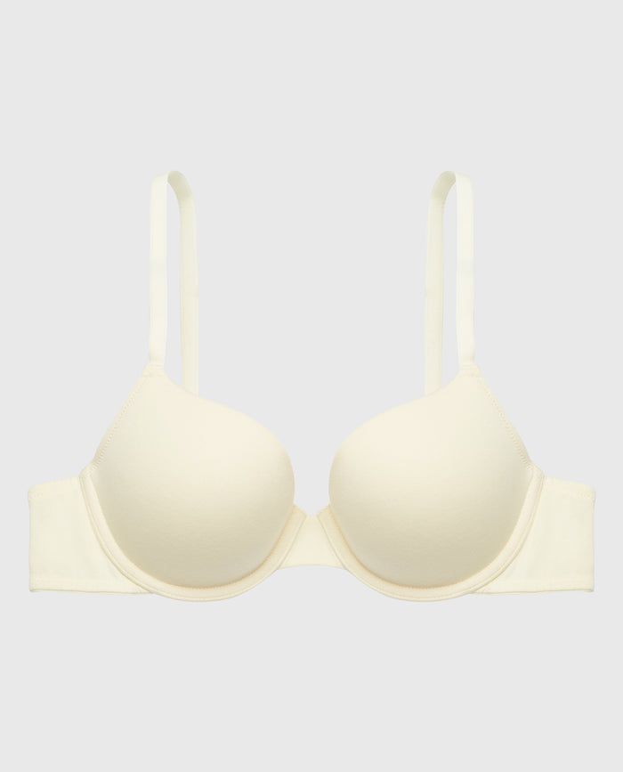 Lightly Lined Demi Cotton bra in Lemon Icing