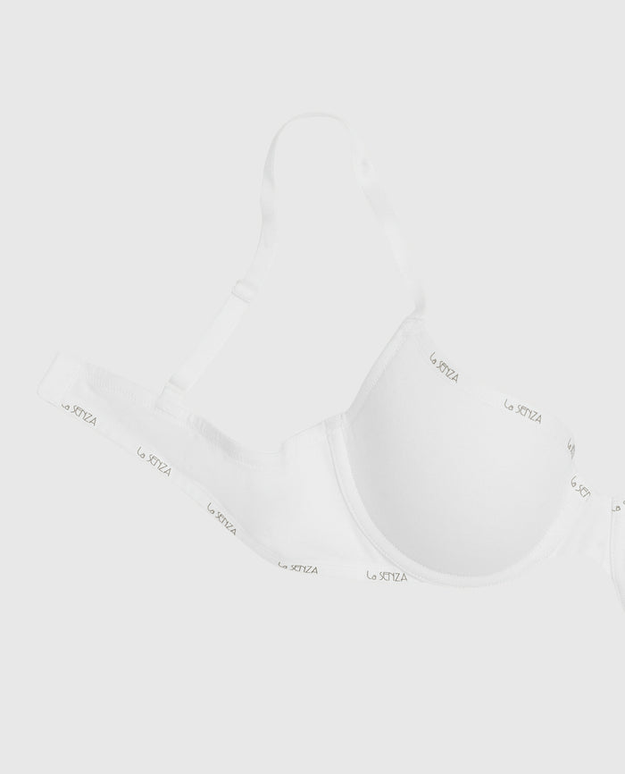 Lightly Lined Demi Logo Bra in Ivory