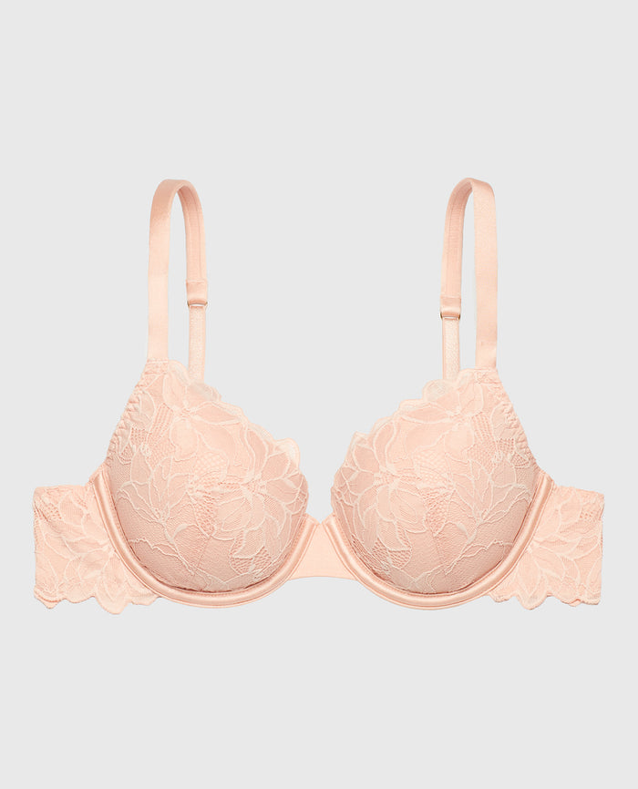 Lightly lined Full Coverage All Over Reverie Lace Bra in Cameo Rose