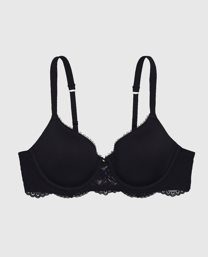 Lightly Lined Full Coverage Bra in Black