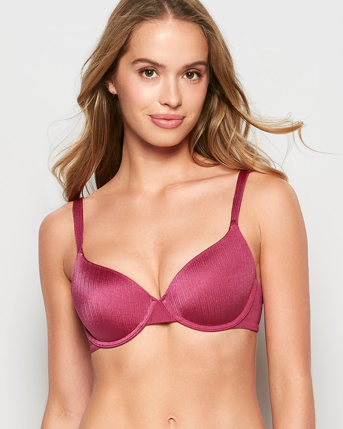 Lightly Lined Full Coverage Bra in Electric Rouge