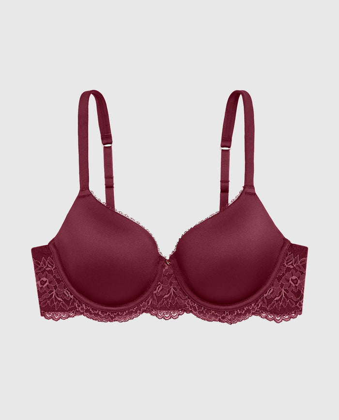 Lightly Lined Full Coverage Bra in Opulent Red