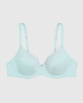 Lightly Lined Full Coverage Bra with Lace Overlay in Vista Blue