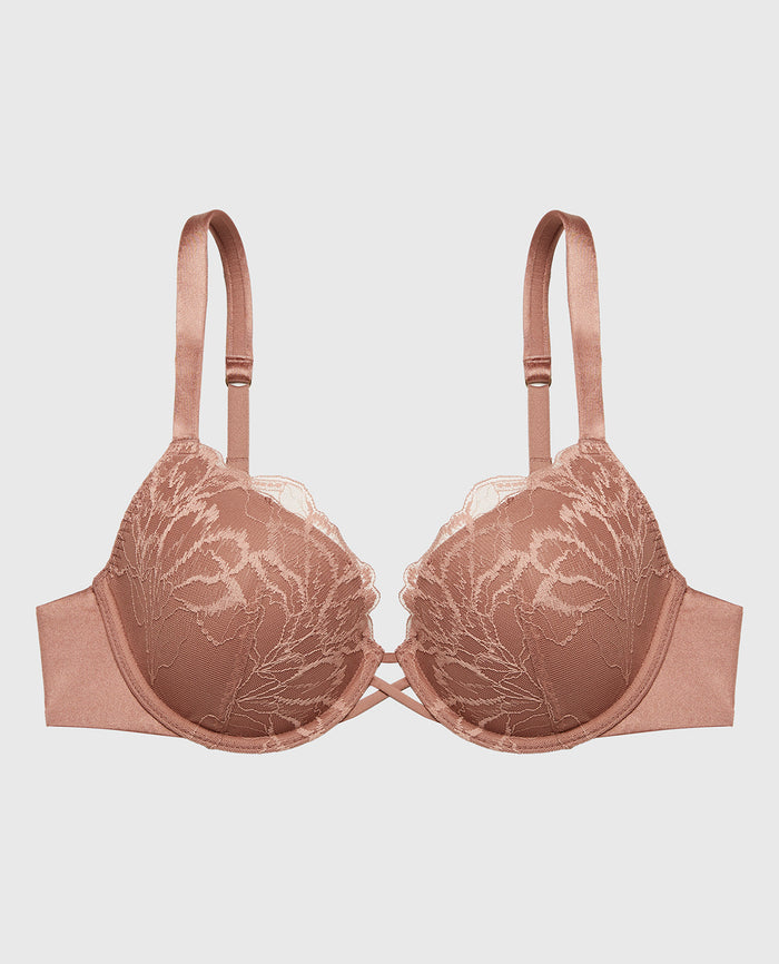 Lightly Lined Full Coverage Bra with Lush Lace in Deer
