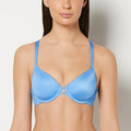 Lightly Lined Full Coverage Bra with Lush Lace Wing in Azure Blue