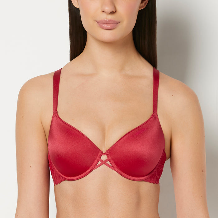 Lightly Lined Full Coverage Bra with Lush Lace Wing in Passion Red