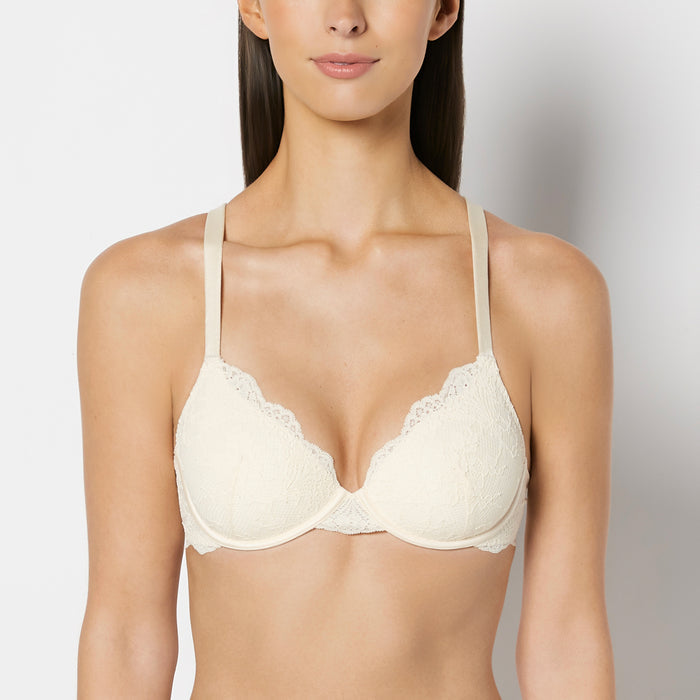 Lightly Lined Full Coverage Bra with Timeless Lace in Pearled Ivory