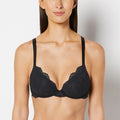 Lightly Lined Full Coverage Bra with Timeless Lace in Tuxedo Black