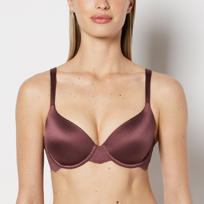 Lightly Lined Full Coverage Bra with Timeless Lace Wing in Plum Wine