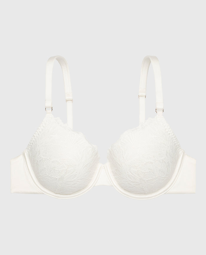 Lightly Lined Full Coverage Lace Bra in Ivory