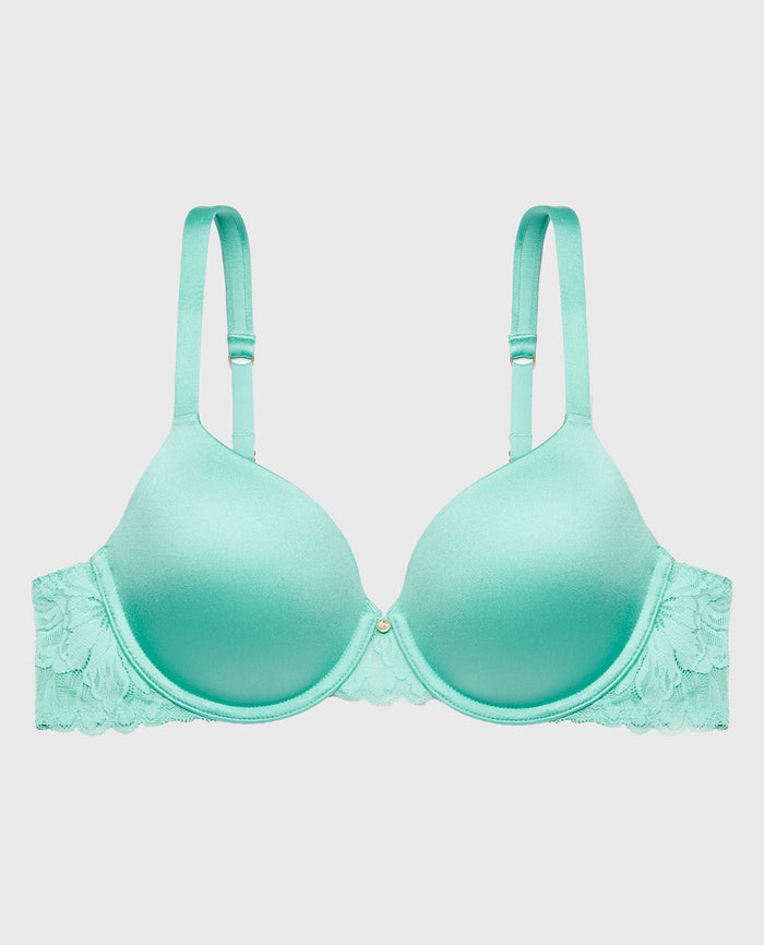 Lightly Lined Full Coverage Lace Wing Bra in Pool Blue