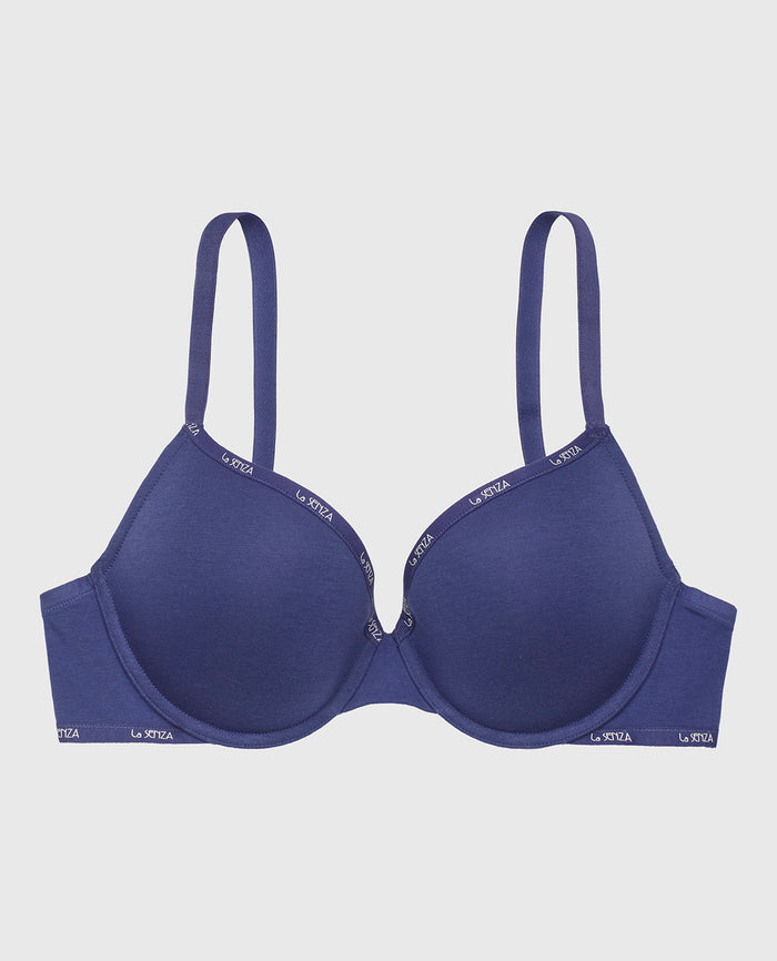 Lightly Lined Logo Demi Bra in Dusk Blue