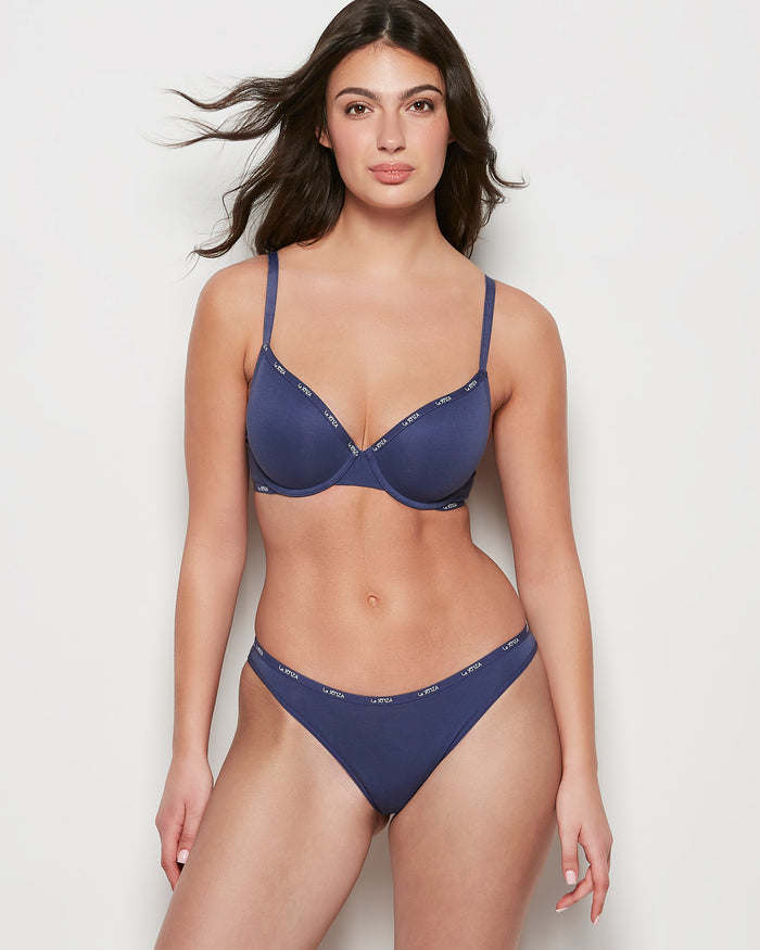 Lightly Lined Logo Demi Bra in Dusk Blue