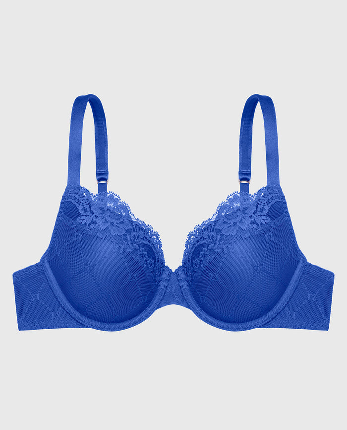 Lightly Lined Mesh Perfect Coverage Bra in Dazzling Blue