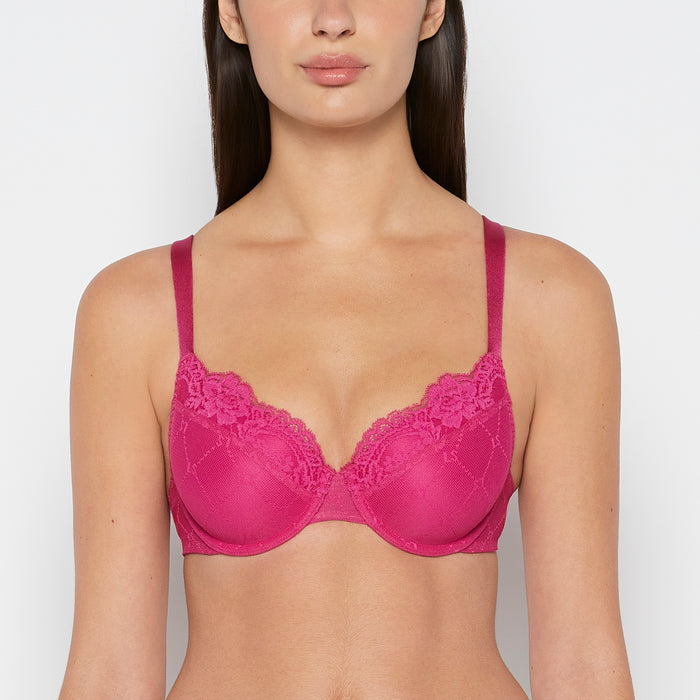 Lightly Lined Mesh Perfect Coverage Bra in Fuchsia Red