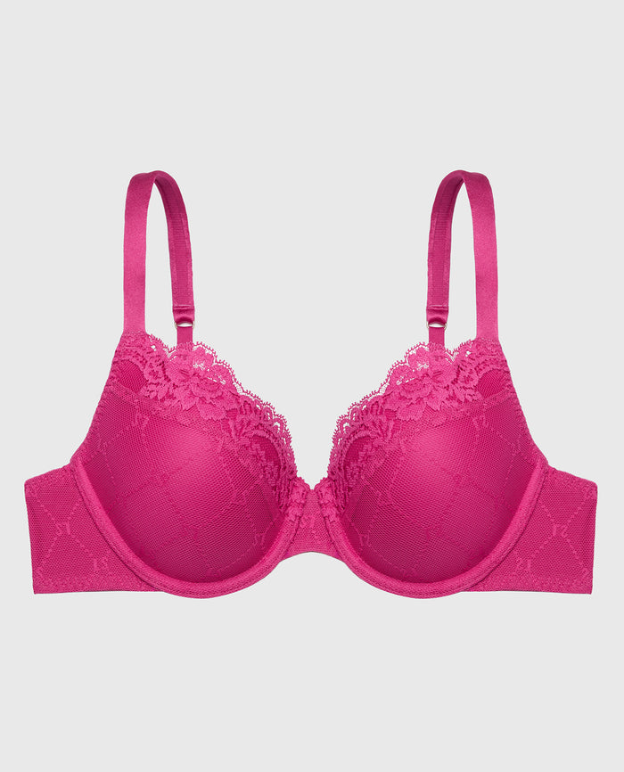Lightly Lined Mesh Perfect Coverage Bra in Fuchsia Red