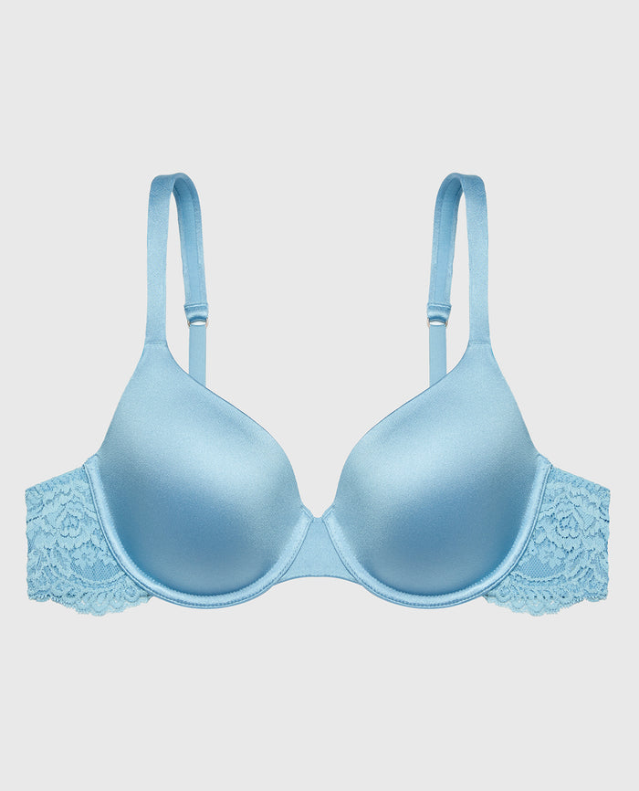 Lightly Lined Micro Cup Bra With Lace Wing in Glacier Lake