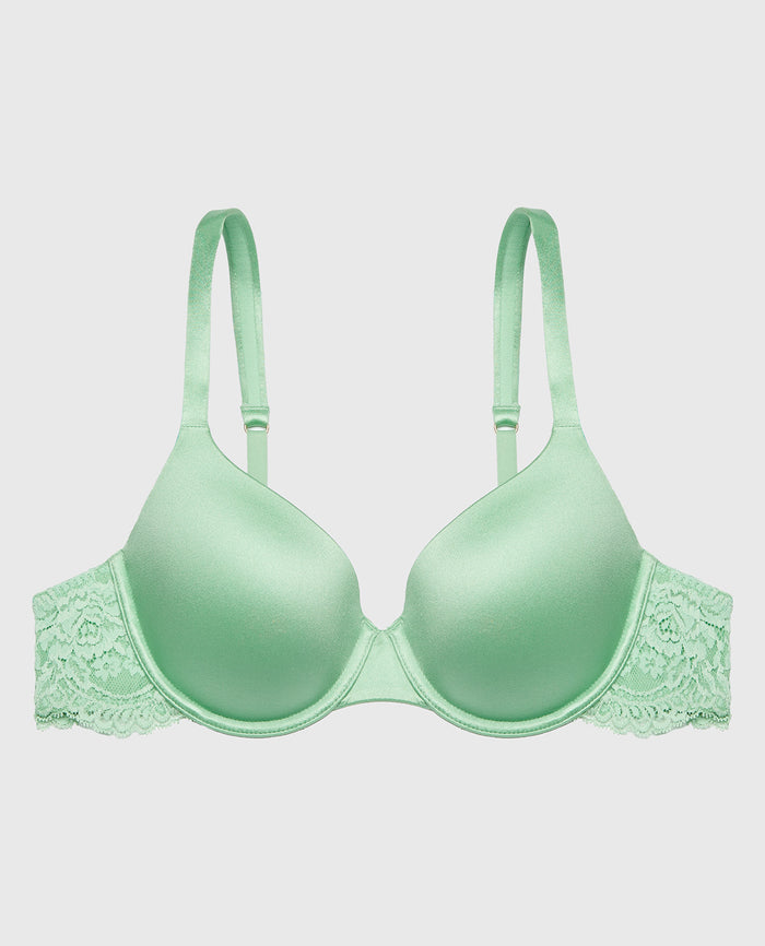 Lightly Lined Micro Cup Bra With Lace Wing in Hemlock
